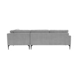 TOV Furniture Serena Gray Velvet Large RAF Chaise Sectional with Black Legs Grey 