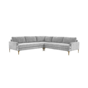 TOV Furniture Serena Gray Velvet L-Sectional Grey 