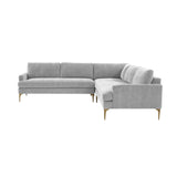 TOV Furniture Serena Gray Velvet L-Sectional Grey 