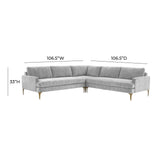 TOV Furniture Serena Gray Velvet L-Sectional Grey 