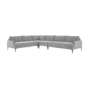 TOV Furniture Serena Gray Velvet Large L-Sectional Grey 