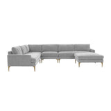 TOV Furniture Serena Gray Velvet Large Chaise Sectional Grey 