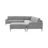 TOV Furniture Serena Gray Velvet Large Chaise Sectional Grey 
