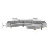 TOV Furniture Serena Gray Velvet Large Chaise Sectional Grey 