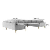 TOV Furniture Serena Gray Velvet U-Sectional Grey 