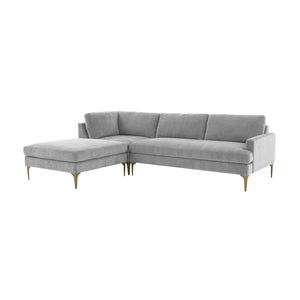 TOV Furniture Serena Gray Velvet LAF Chaise Sectional Grey 