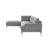 TOV Furniture Serena Gray Velvet LAF Chaise Sectional Grey 