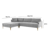 TOV Furniture Serena Gray Velvet LAF Chaise Sectional Grey 