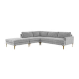 TOV Furniture Serena Gray Velvet Large LAF Chaise Sectional Grey 