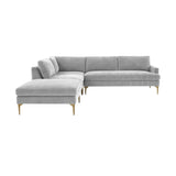 TOV Furniture Serena Gray Velvet Large LAF Chaise Sectional Grey 