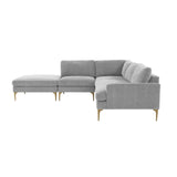 TOV Furniture Serena Gray Velvet Large LAF Chaise Sectional Grey 