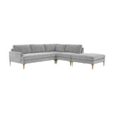 TOV Furniture Serena Gray Velvet Large RAF Chaise Sectional Grey 