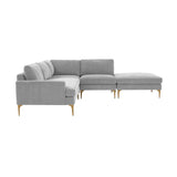 TOV Furniture Serena Gray Velvet Large RAF Chaise Sectional Grey 