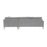 TOV Furniture Serena Gray Velvet Large RAF Chaise Sectional Grey 