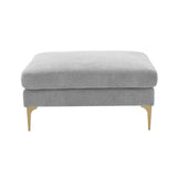 TOV Furniture Serena Gray Velvet Ottoman Grey 39.5"W x 39.5"D x 19.7"H