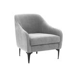 TOV Furniture Serena Gray Velvet Accent Chair with Black Legs Grey 