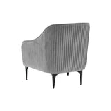 TOV Furniture Serena Gray Velvet Accent Chair with Black Legs Grey 