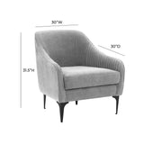 TOV Furniture Serena Gray Velvet Accent Chair with Black Legs Grey 