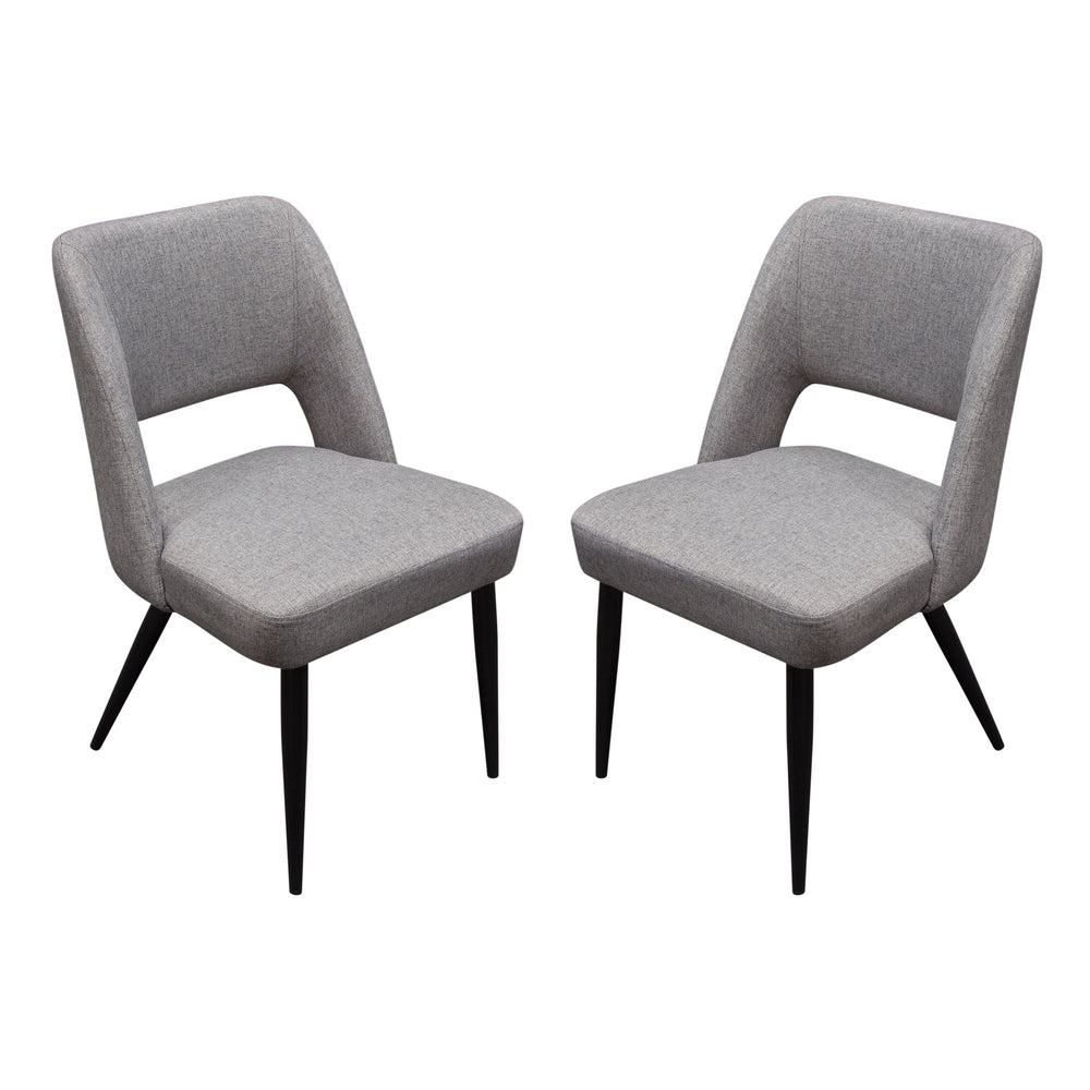 Set of (2) Reveal Dining Chairs in Grey Fabric w/ Black Powder Coat Metal Leg by Diamond Sofa