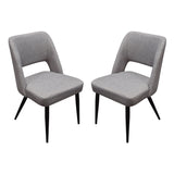 Set of (2) Reveal Dining Chairs in Grey Fabric w/ Black Powder Coat Metal Leg