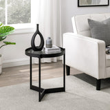 Walker Edison Rhonda Modern/Contemporary Modern Glass and Metal Round Side Table RHO45STSGL