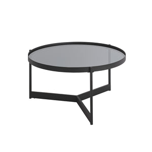 Walker Edison Rhonda Modern/Contemporary Modern Glass and Metal Round Coffee Table RHO83CTSGL