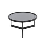 Walker Edison Rhonda Modern/Contemporary Modern Glass and Metal Round Coffee Table RHO83CTSGL