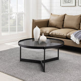 Walker Edison Rhonda Modern/Contemporary Modern Glass and Metal Round Coffee Table RHO83CTSGL