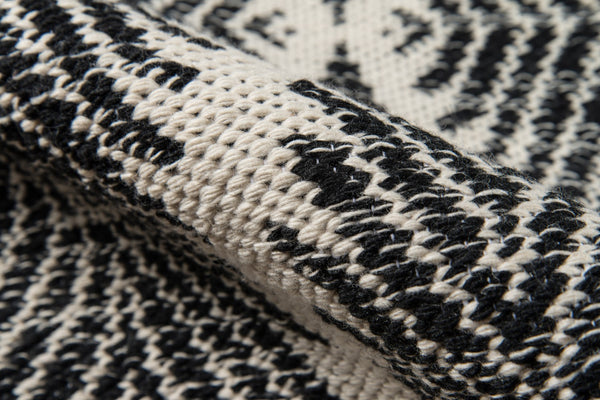 Momeni Erin Gates River RIV-1 Hand Woven Contemporary Geometric Indoor/Outdoor Area Rug Black 8'6" x 11'6" RIVERRIV-1BLK86B6