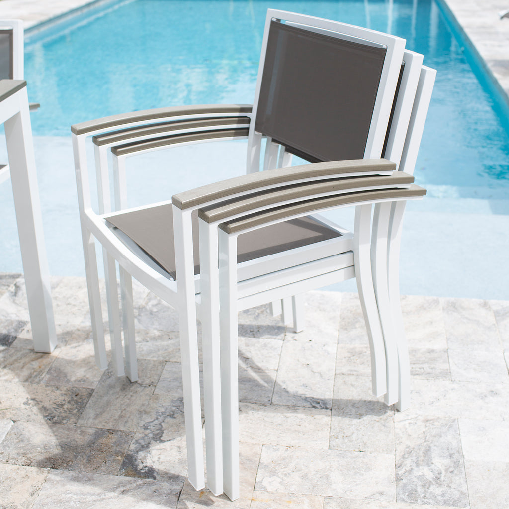 Matrix Imports Riviera Outdoor Arm Chair ACO-RIVIERA-WHT/GRY