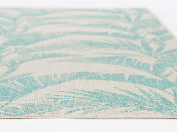 Momeni Riviera RV-01 Machine Made Transitional Floral Indoor/Outdoor Area Rug Aqua 9' x 12' RIVRARV-01AQA90C0