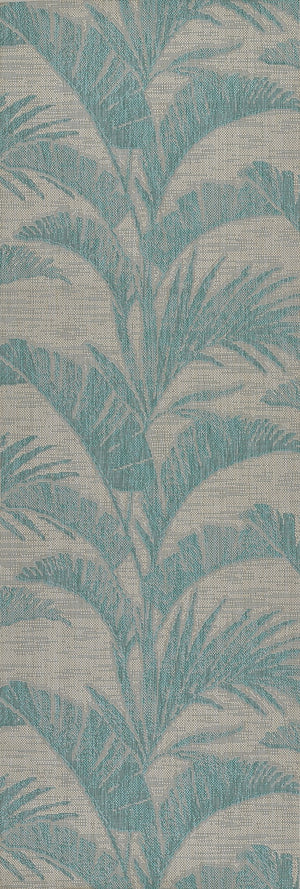 Momeni Riviera RV-01 Machine Made Transitional Floral Indoor/Outdoor Area Rug Aqua 9' x 12' RIVRARV-01AQA90C0