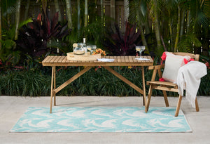 Momeni Riviera RV-01 Machine Made Transitional Floral Indoor/Outdoor Area Rug Aqua 9' x 12' RIVRARV-01AQA90C0