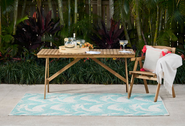Momeni Riviera RV-01 Machine Made Transitional Floral Indoor/Outdoor Area Rug Aqua 9' x 12' RIVRARV-01AQA90C0