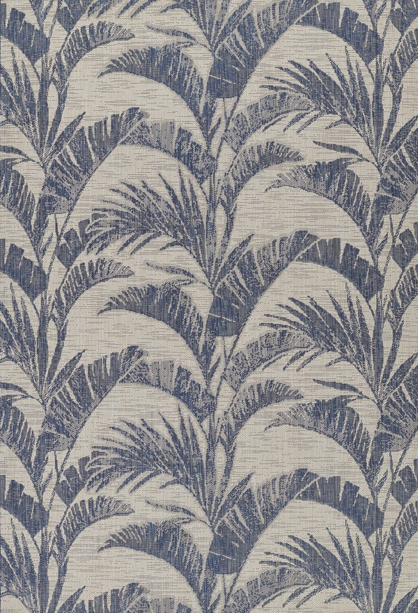 Momeni Riviera RV-01 Machine Made Transitional Floral Indoor/Outdoor Area Rug Blue 9' x 12' RIVRARV-01BLU90C0