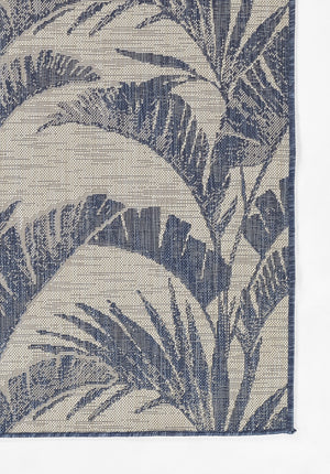 Momeni Riviera RV-01 Machine Made Transitional Floral Indoor/Outdoor Area Rug Blue 9' x 12' RIVRARV-01BLU90C0