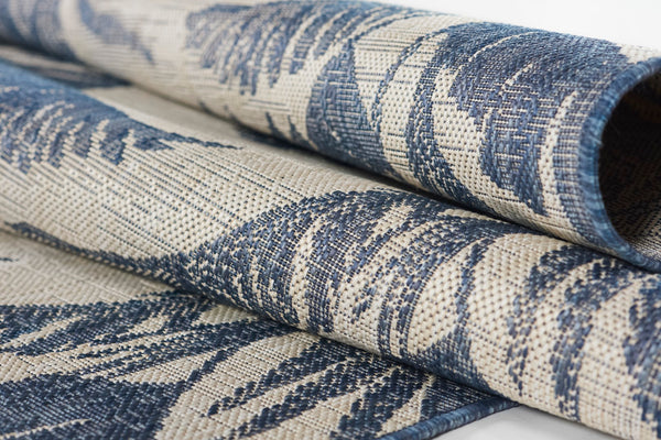 Momeni Riviera RV-01 Machine Made Transitional Floral Indoor/Outdoor Area Rug Blue 9' x 12' RIVRARV-01BLU90C0