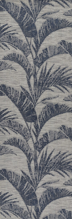 Momeni Riviera RV-01 Machine Made Transitional Floral Indoor/Outdoor Area Rug Blue 9' x 12' RIVRARV-01BLU90C0