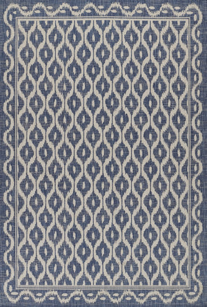 Momeni Riviera RV-02 Machine Made Contemporary Geometric Indoor/Outdoor Area Rug Blue 9' x 12' RIVRARV-02BLU90C0