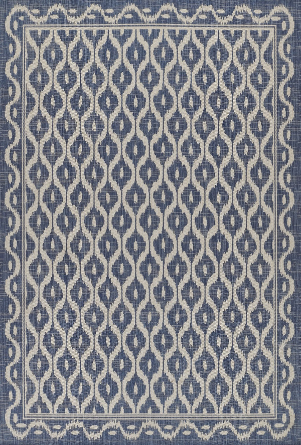 Momeni Riviera RV-02 Machine Made Contemporary Geometric Indoor/Outdoor Area Rug Blue 9' x 12' RIVRARV-02BLU90C0