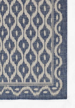 Momeni Riviera RV-02 Machine Made Contemporary Geometric Indoor/Outdoor Area Rug Blue 9' x 12' RIVRARV-02BLU90C0