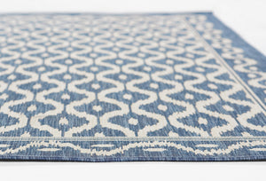 Momeni Riviera RV-02 Machine Made Contemporary Geometric Indoor/Outdoor Area Rug Blue 9' x 12' RIVRARV-02BLU90C0