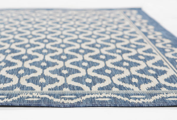Momeni Riviera RV-02 Machine Made Contemporary Geometric Indoor/Outdoor Area Rug Blue 9' x 12' RIVRARV-02BLU90C0