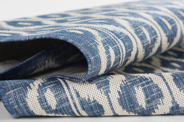 Momeni Riviera RV-02 Machine Made Contemporary Geometric Indoor/Outdoor Area Rug Blue 9' x 12' RIVRARV-02BLU90C0