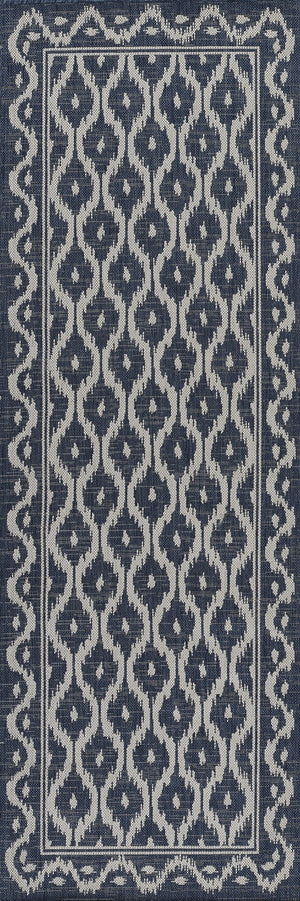 Momeni Riviera RV-02 Machine Made Contemporary Geometric Indoor/Outdoor Area Rug Blue 9' x 12' RIVRARV-02BLU90C0