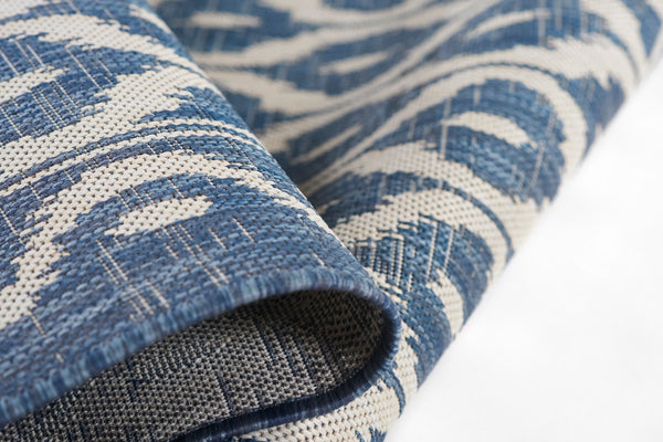 Momeni Riviera RV-02 Machine Made Contemporary Geometric Indoor/Outdoor Area Rug Blue 9' x 12' RIVRARV-02BLU90C0