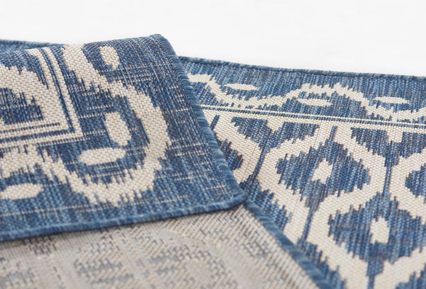 Momeni Riviera RV-02 Machine Made Contemporary Geometric Indoor/Outdoor Area Rug Blue 9' x 12' RIVRARV-02BLU90C0