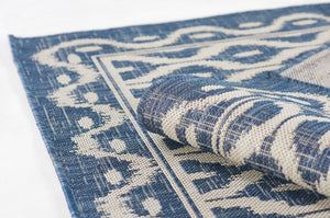 Momeni Riviera RV-02 Machine Made Contemporary Geometric Indoor/Outdoor Area Rug Blue 9' x 12' RIVRARV-02BLU90C0