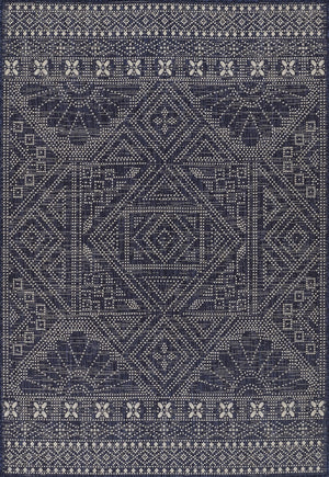 Momeni Riviera RV-03 Machine Made Transitional Tribal Indoor/Outdoor Area Rug Navy 9' x 12' RIVRARV-03NVY90C0