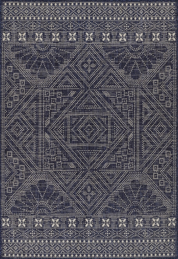 Momeni Riviera RV-03 Machine Made Transitional Tribal Indoor/Outdoor Area Rug Navy 9' x 12' RIVRARV-03NVY90C0